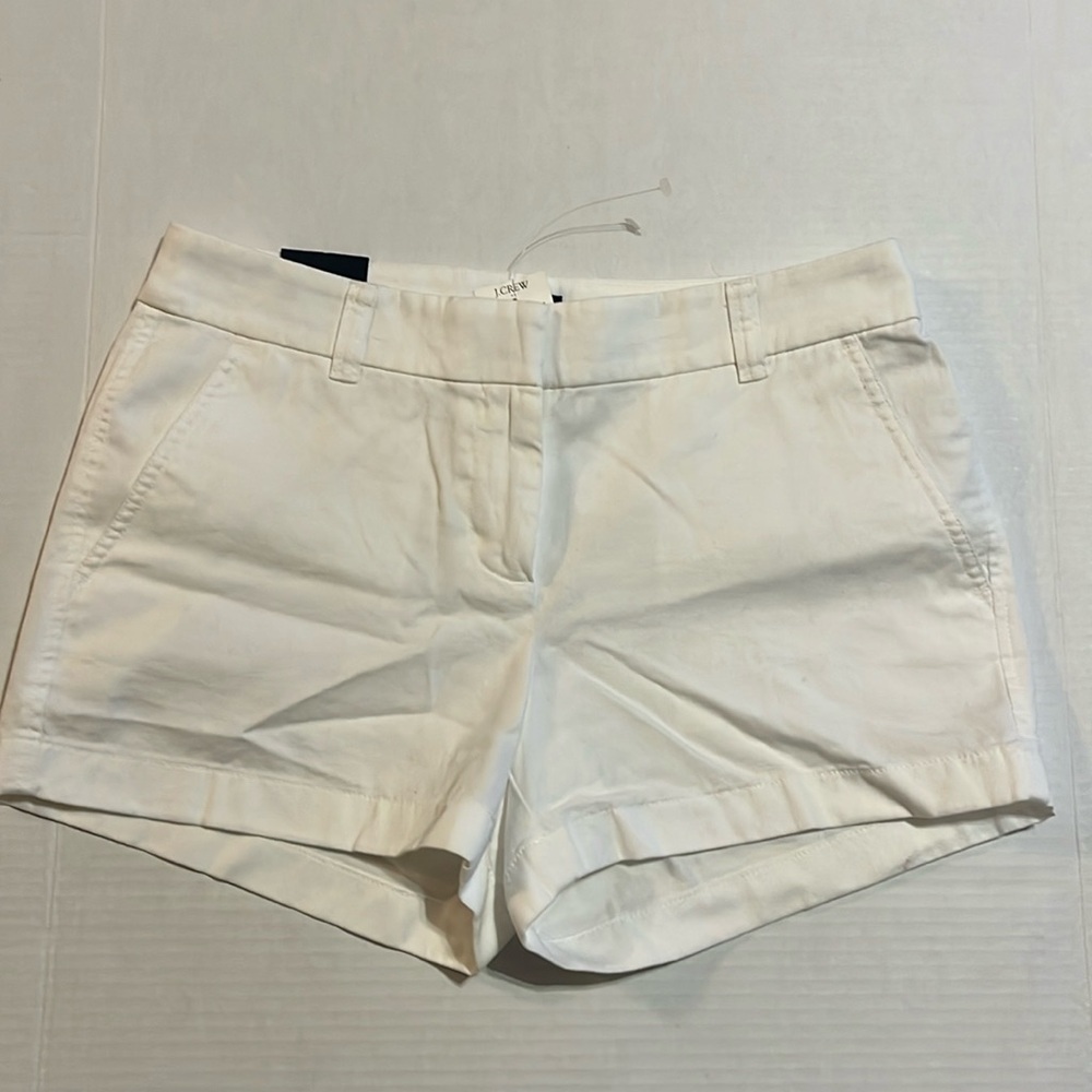 NWT-j.Crew-2-white-3 1/2 inch shorts-2 front pockets,mid-rise,100% cotton shorts